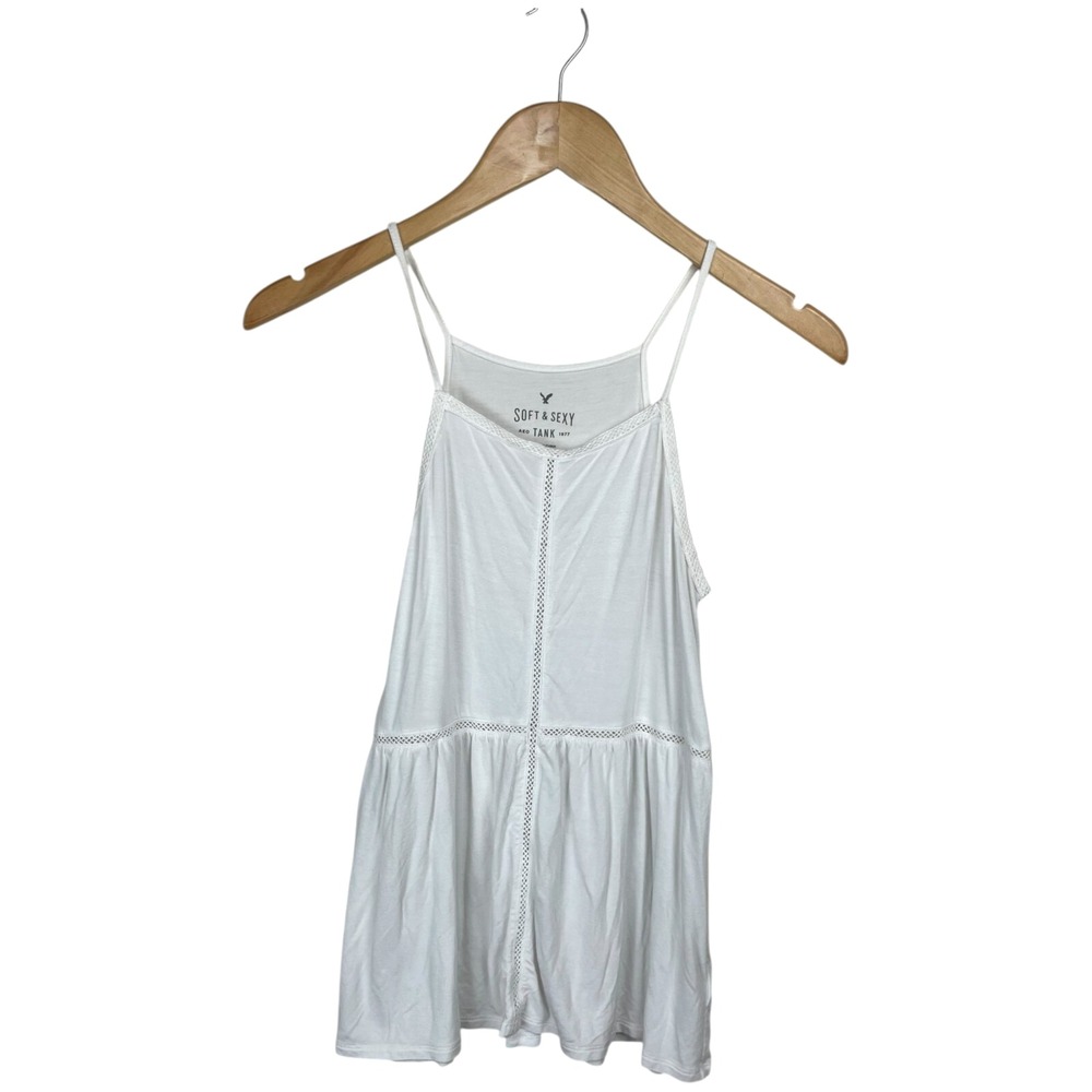 American Eagle Soft & Sexy Tank XS Crochet Tiered Flowy Festival Preppy Beach